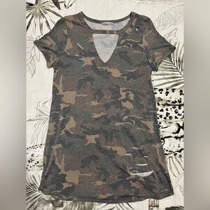 Distressed Camo Tshirt Dress